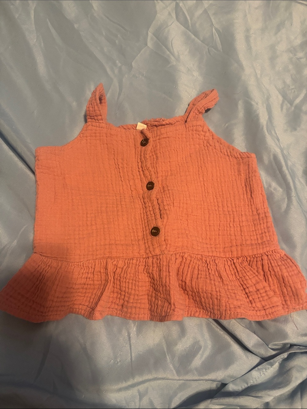 SHEIN Coral Pink Button-Front Ruffle Tank Top